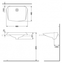 toto lw682b jewelhex rakovina 685mm_chertezh